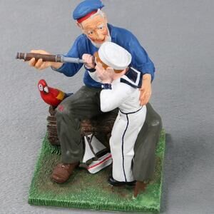 Norman Rockwell “Ship Ahoy” Figurine Danbury Mint 1992 Sailor Boy Grandpa Parrot